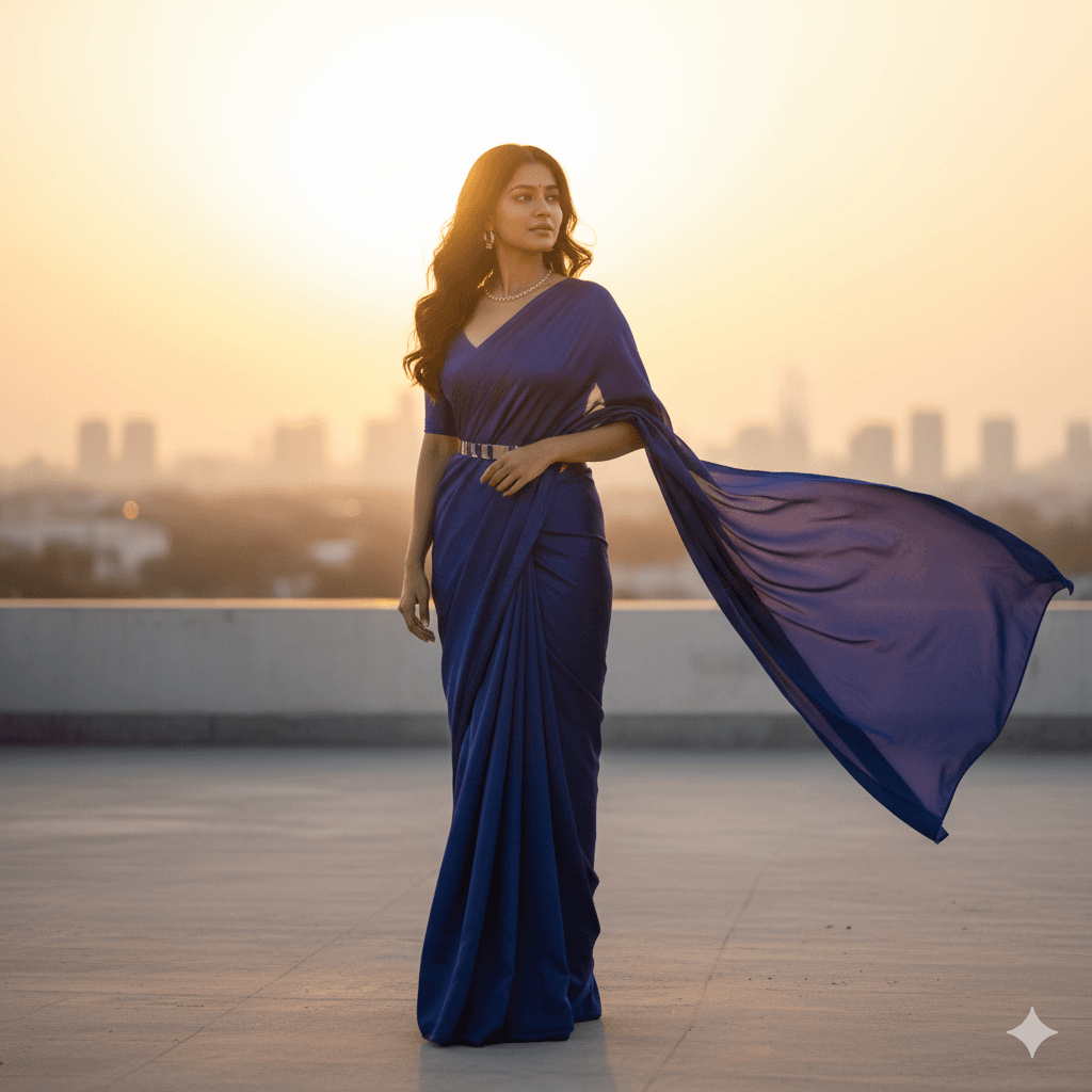 Gemini AI Photo Prompt Copy Paste Modern Saree Look – Beautiful Fusion Indian Portraits