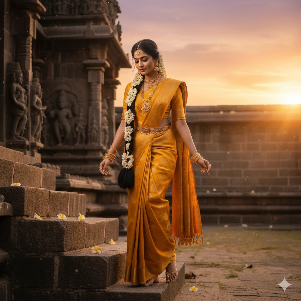 Gemini AI Photo Prompt Copy Paste South Indian Saree Look 