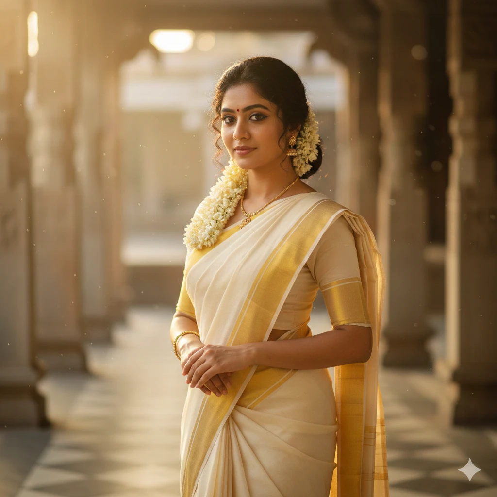 Gemini AI Photo Prompt Copy Paste South Indian Saree Look 