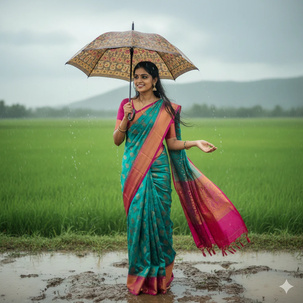 Gemini AI Photo Prompt Copy Paste South Indian Saree Look 