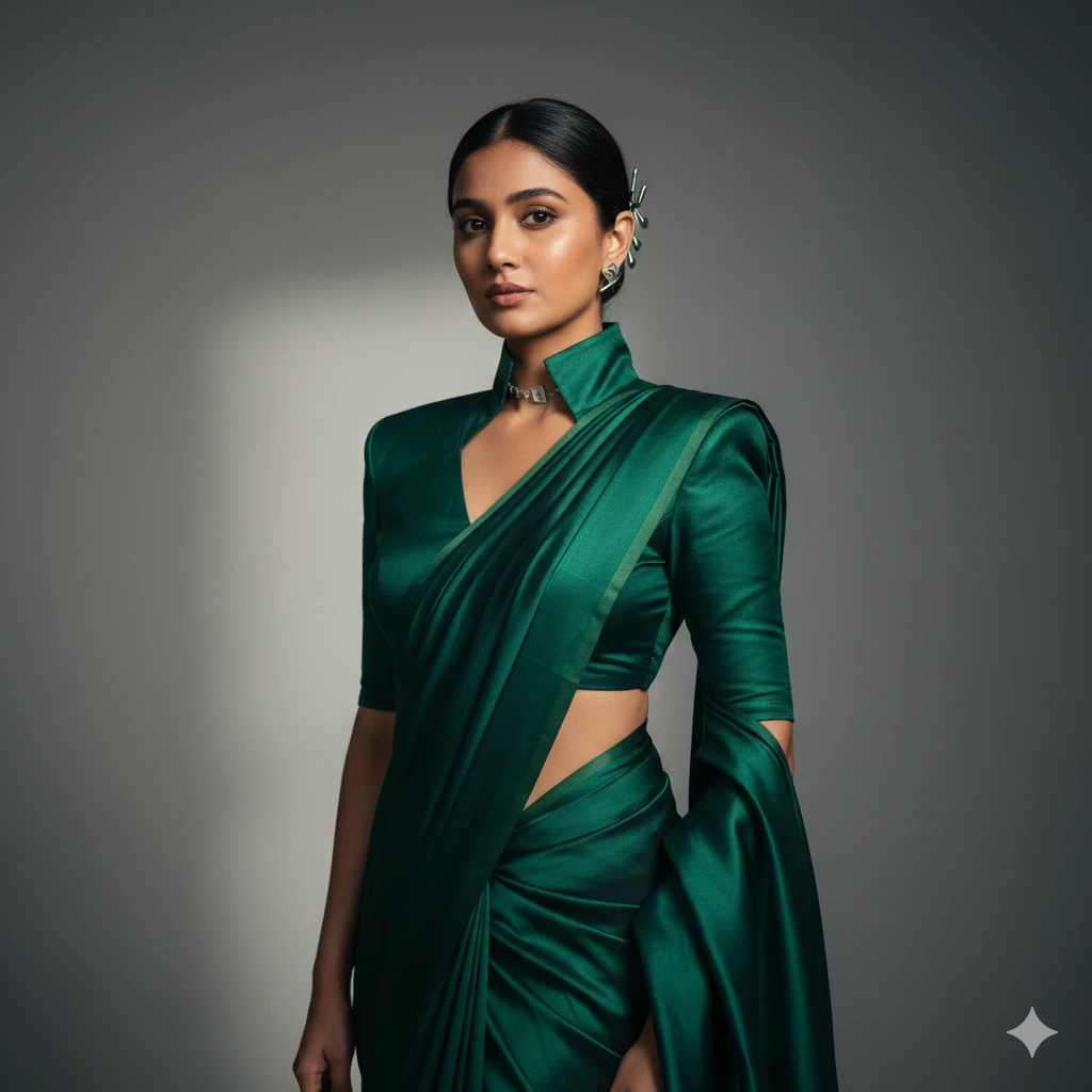 Gemini AI Photo Prompt Copy Paste Modern Saree Look – Beautiful Fusion Indian Portraits