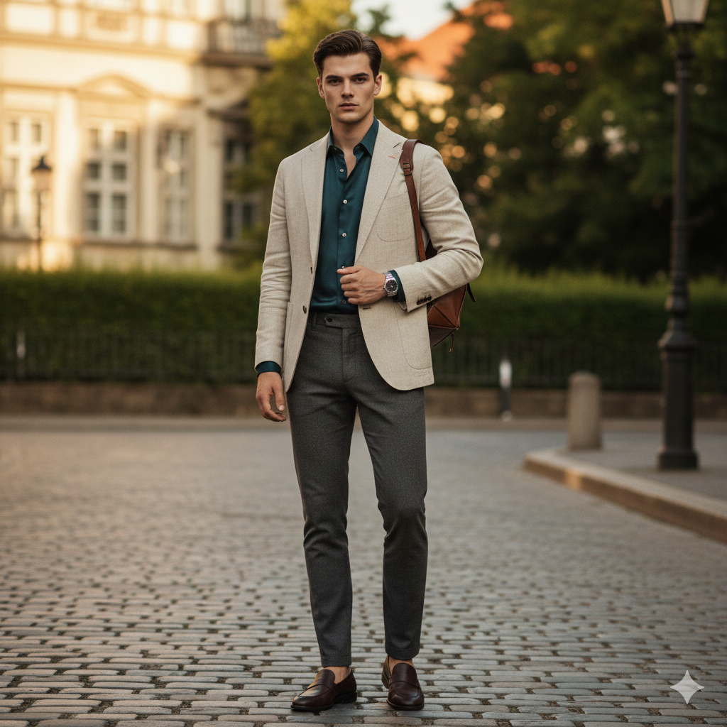 Google Gemini AI Photo Prompt: Fashionable Male Model Designer Photoshoot