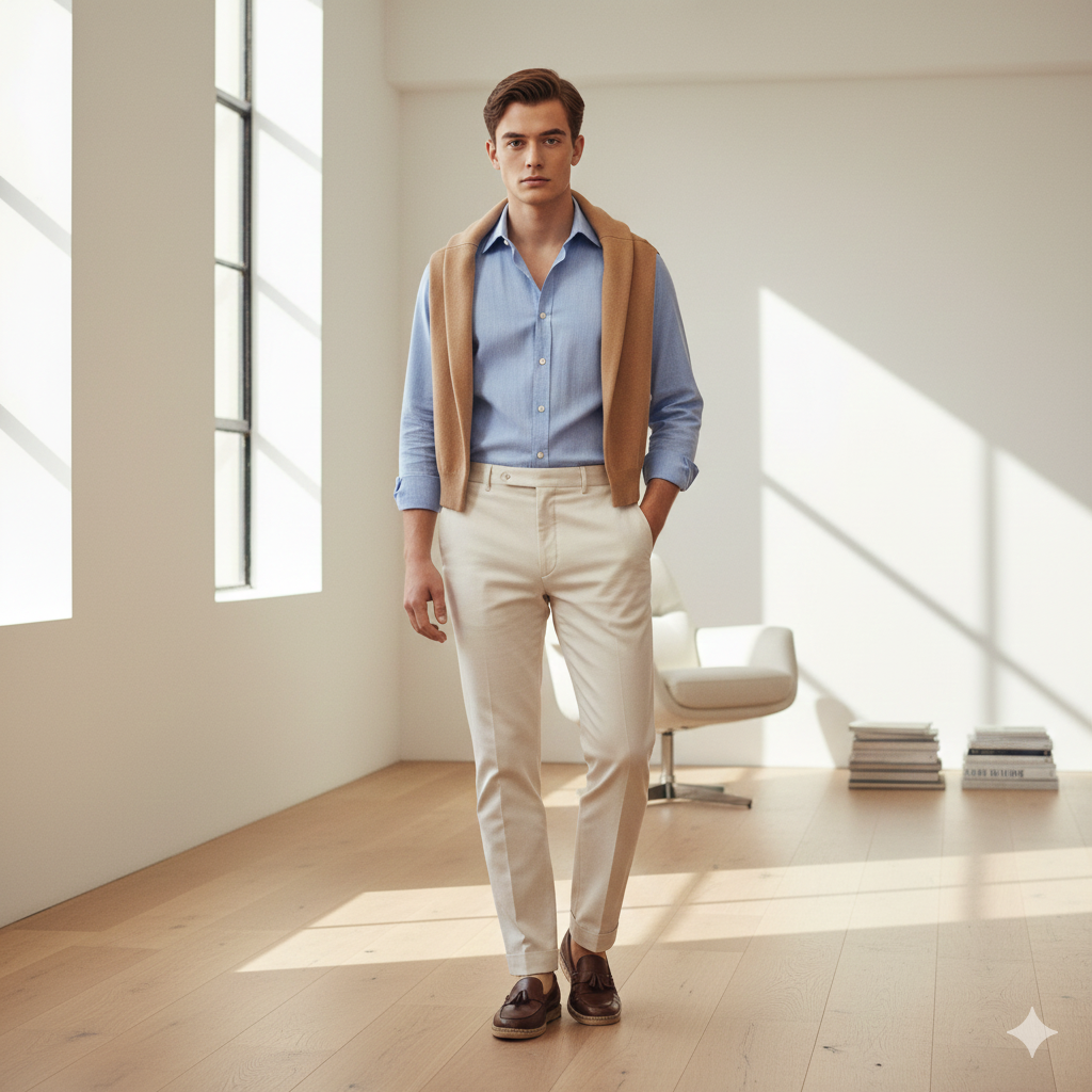 Google Gemini AI Photo Prompt: Fashionable Male Model Designer Photoshoot